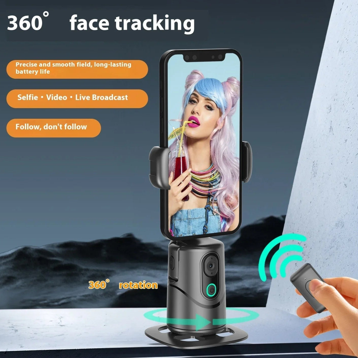 AI phone holder for video recording and live streaming